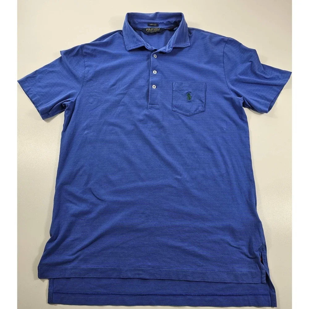 Polo Golf stretch lisle size small S blue made in Peru short sleeve